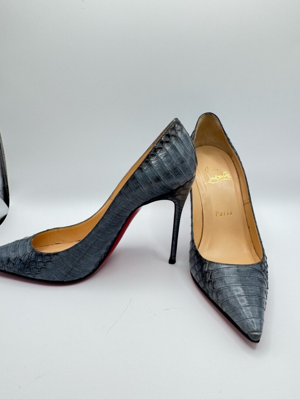Louboutin Decollete 554 100 Cobra Degrade Navy Pumps 36.5 Snakeskin python - Picture 4 of 9